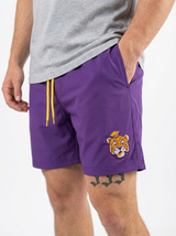 LSU Tigers men's Retro Mike Head lined shorts by Arena Graffiti, featuring team logo and vibrant sportswear design.