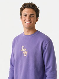 LSU Tigers men's heavyweight crewneck sweatshirt by Arena Graffiti, featuring LSU logo and team colors on soft fabric.