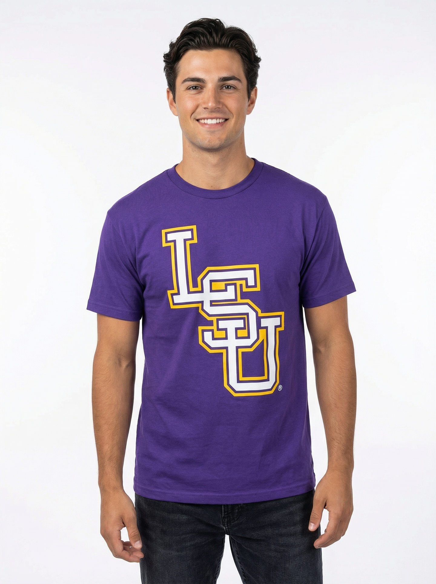 LSU Tigers men's "LSU" T-shirt in black with LSU logo and team graphics, made by Arena Graffiti.