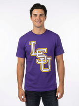 LSU Tigers men's "LSU" T-shirt in black with LSU logo and team graphics, made by Arena Graffiti.