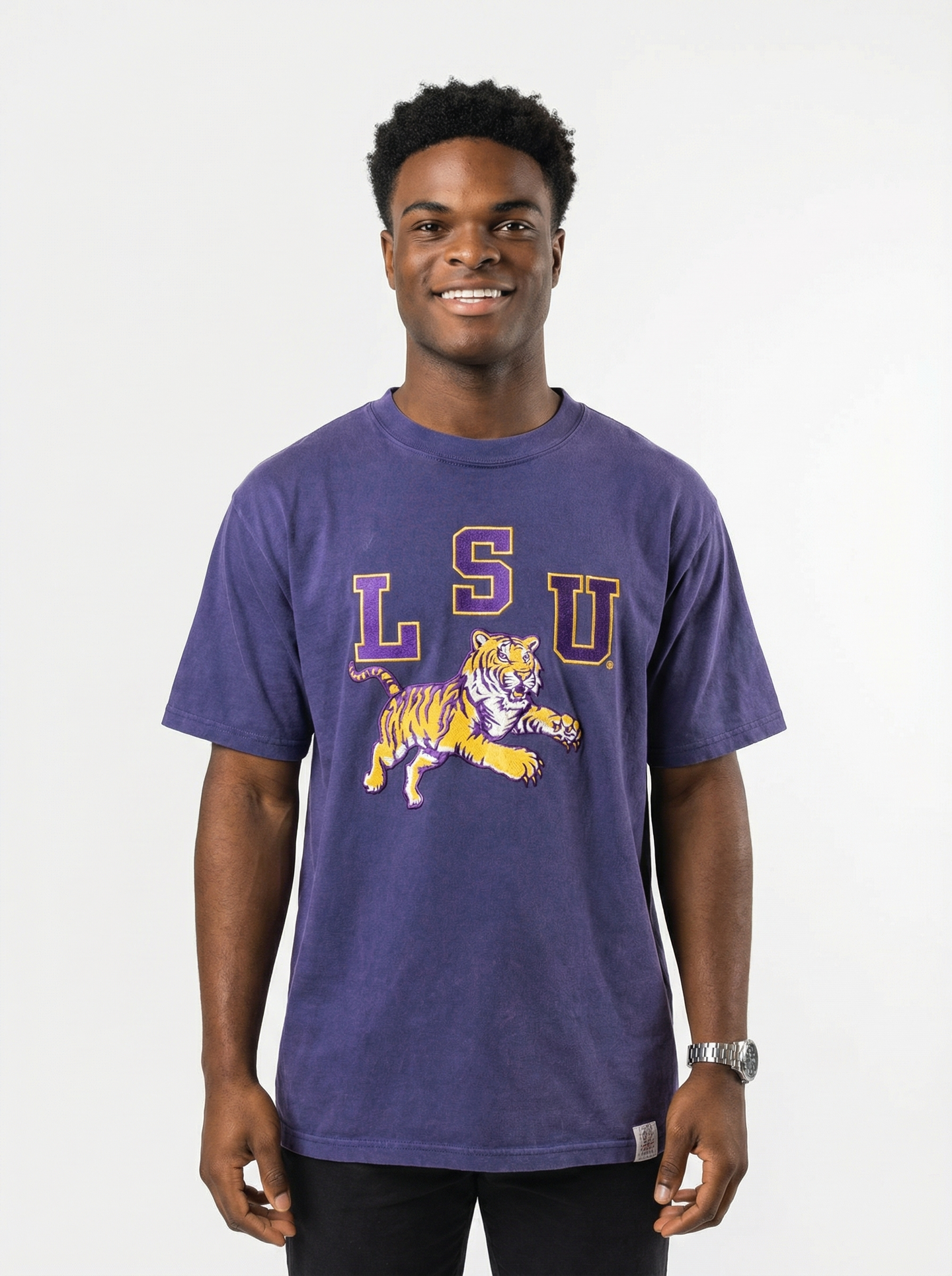 LSU Tigers Men's | "LSU Jumping Tiger" Acid Wash T-Shirt