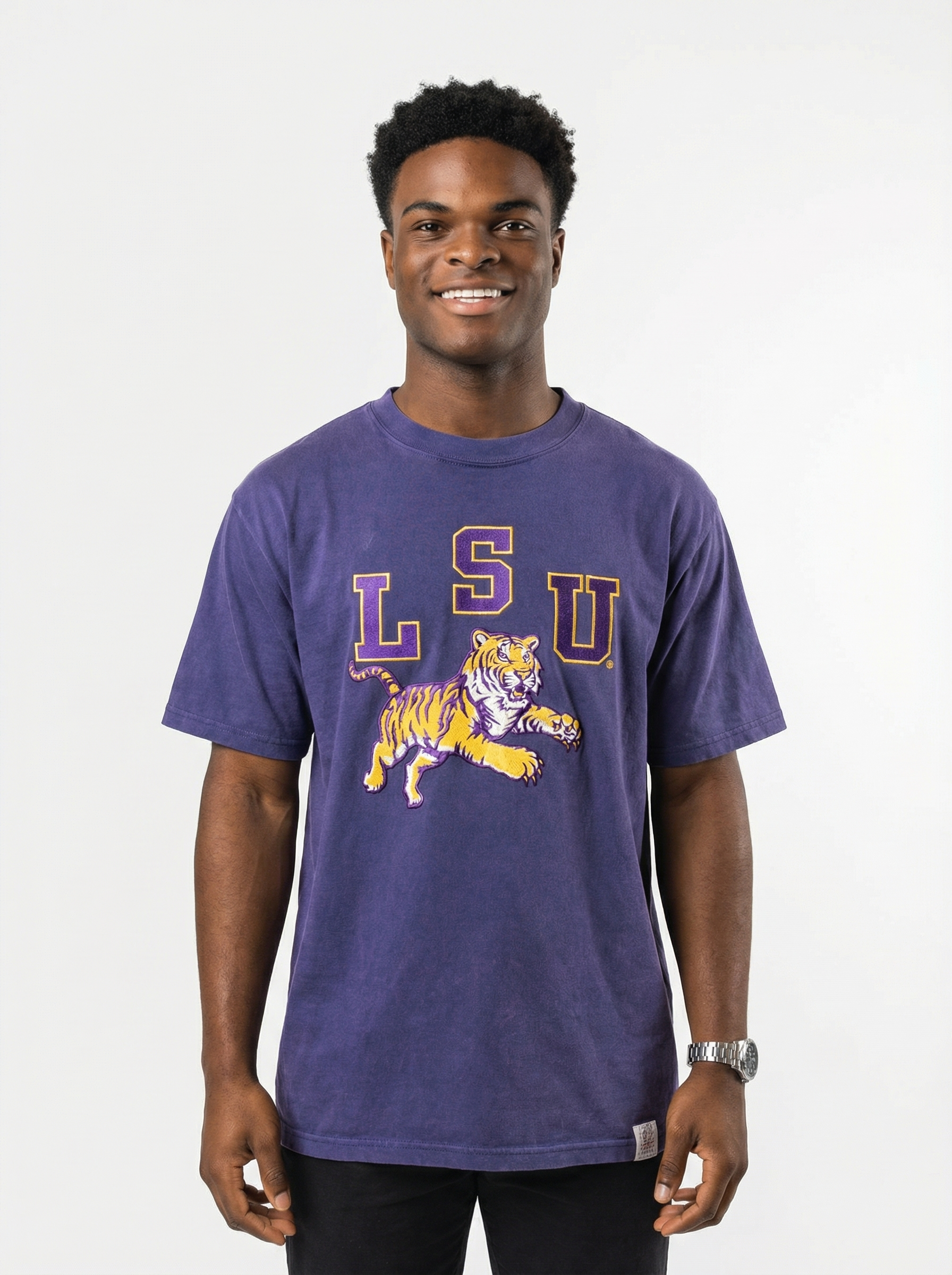 LSU Tigers Men's | "LSU Jumping Tiger" Acid Wash T-Shirt