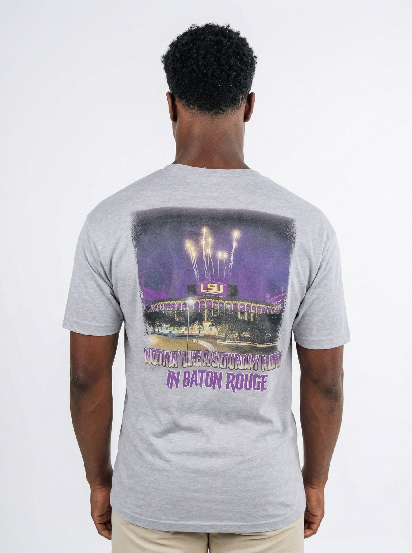 LSU Tigers Men's | "Saturday Night In Baton Rouge" Grey T-Shirt