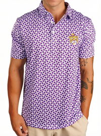 LSU Tigers Men's | "Retro Mike Head Checkered" Polo