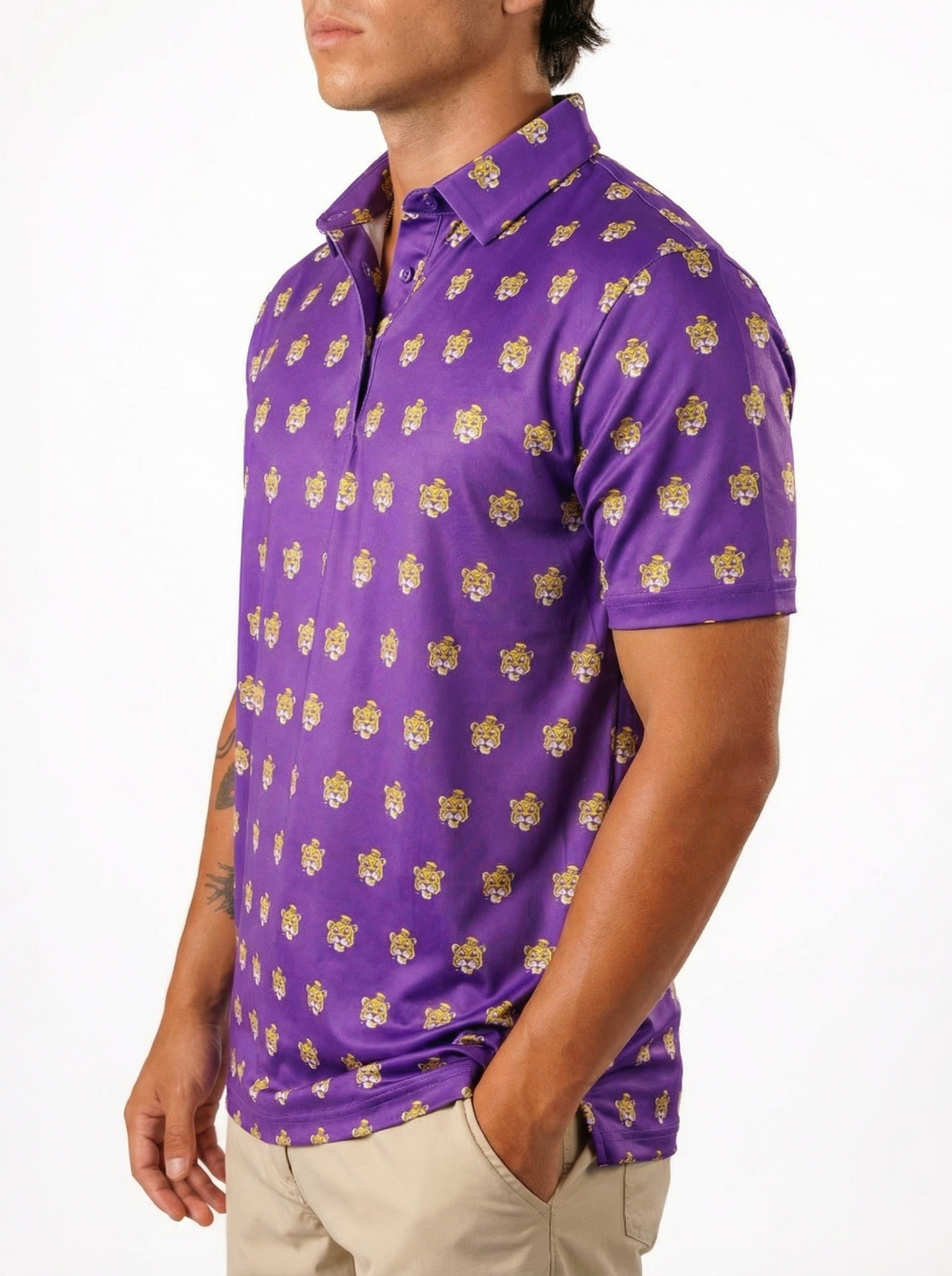 LSU Tigers Men's | "Retro Mike Head Sublimated" Polo
