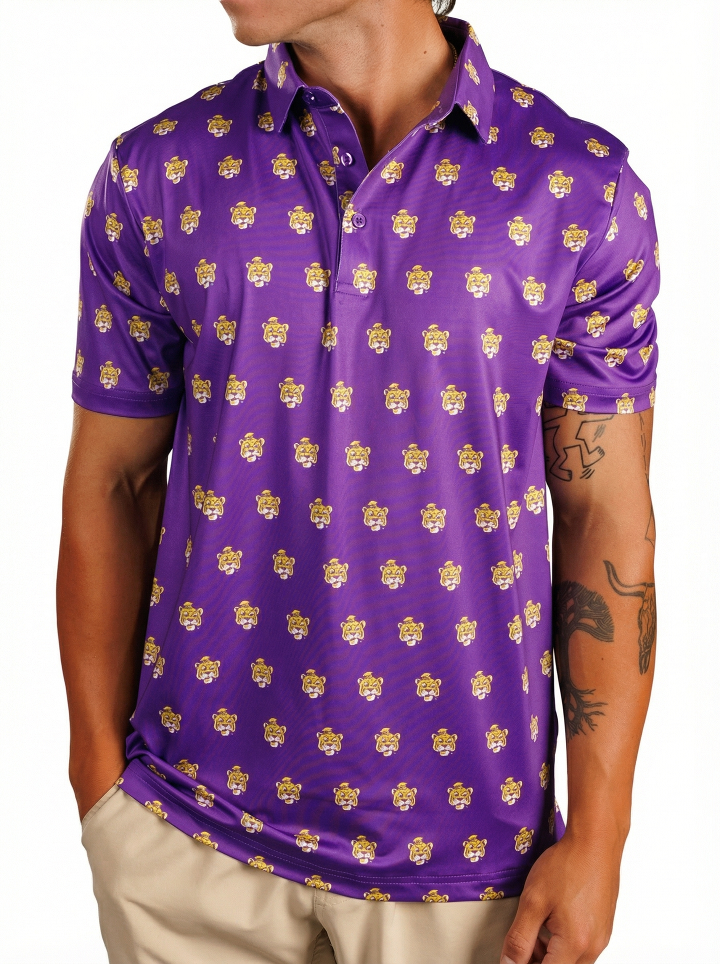 LSU Tigers Men's | "Retro Mike Head Sublimated" Polo