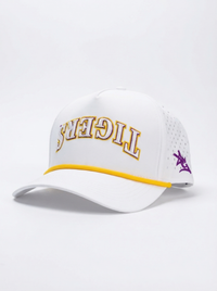 LSU Tigers Unisex | "Upside Down Tigers" Moisture Wicking White Hat