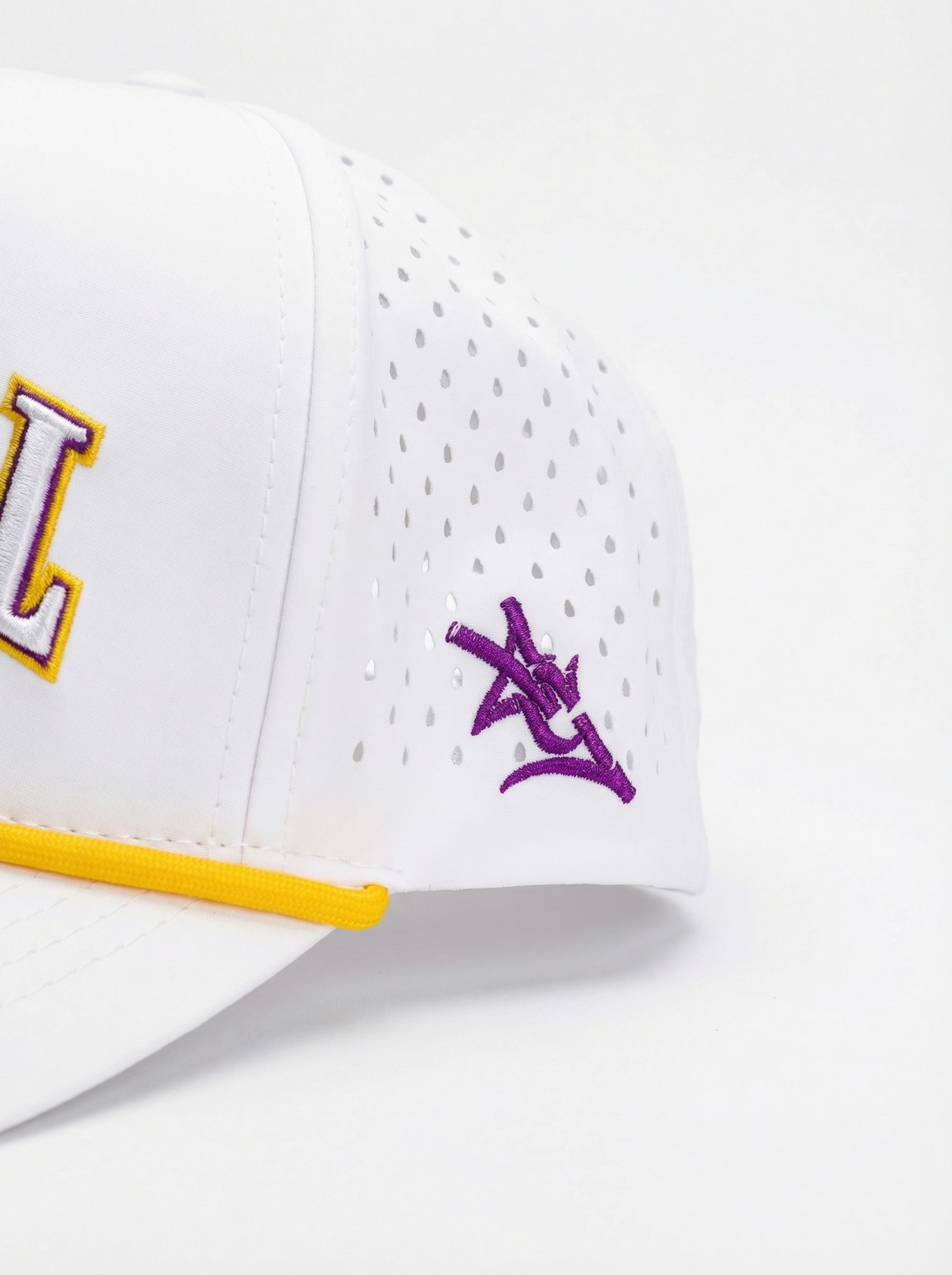 LSU Tigers Unisex | "Upside Down Tigers" Moisture Wicking White Hat