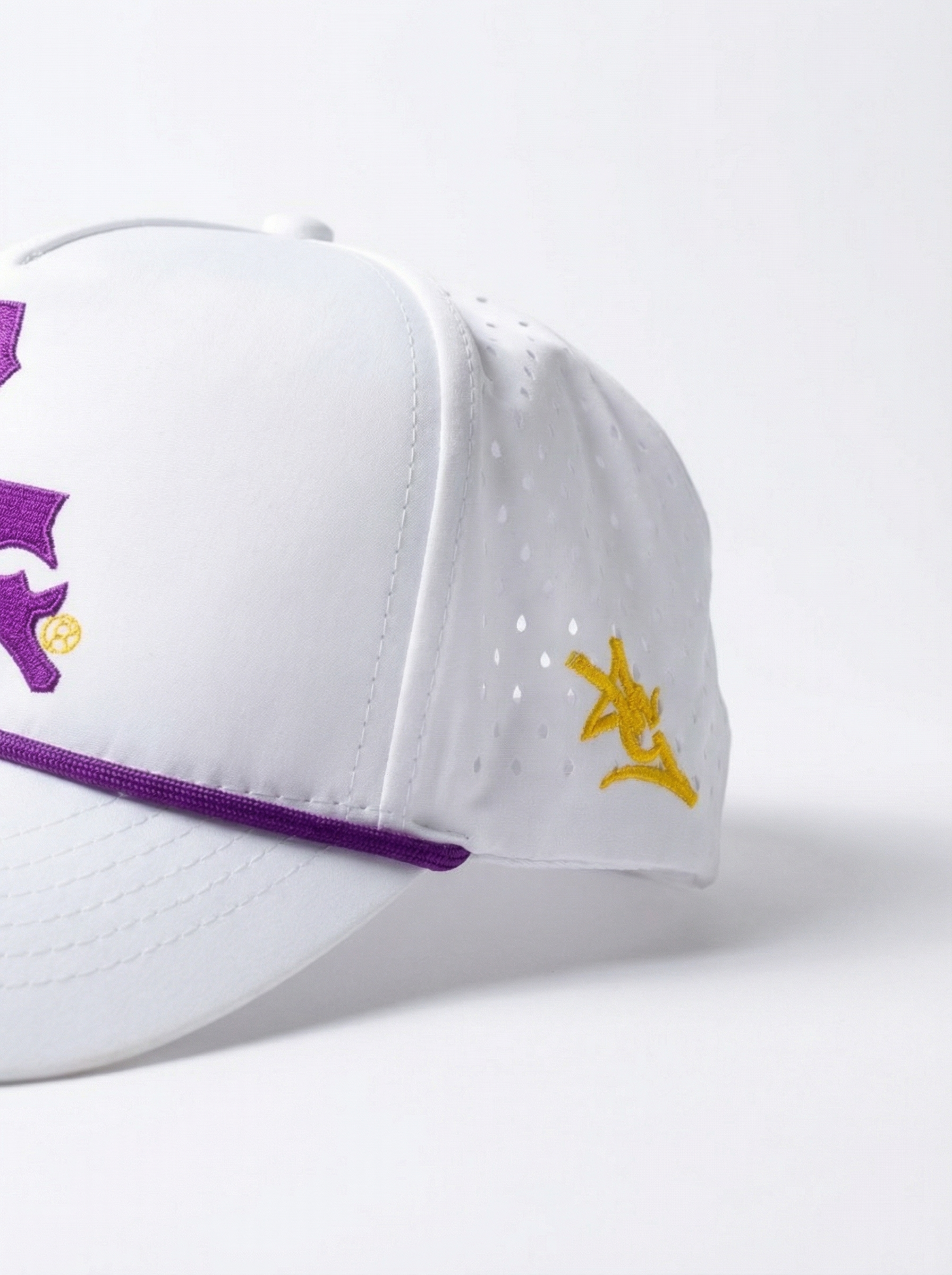 LSU Tigers Unisex | "LSU w/ State Roped" Moisture Wicking White Hat