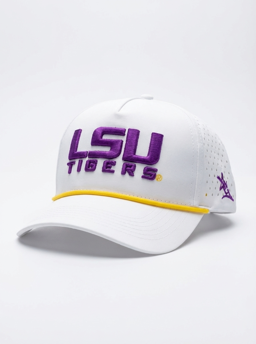 LSU Tigers Unisex | "LSU Tigers Roped" Moisture Wicking White Hat