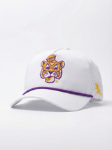 LSU Tigers Unisex | "Retro Mike Roped" Moisture Wicking White Hat