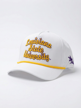 LSU Tigers Unisex | "Retro Louisiana State Univ Roped" Moisture Wicking White Hat