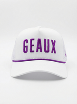 LSU Tigers Unisex | "GEAUX" Roped Mesh Back White Hat