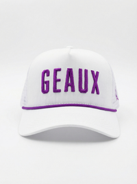LSU Tigers Unisex | "GEAUX" Roped Mesh Back White Hat