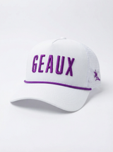 LSU Tigers Unisex | "GEAUX" Roped Mesh Back White Hat