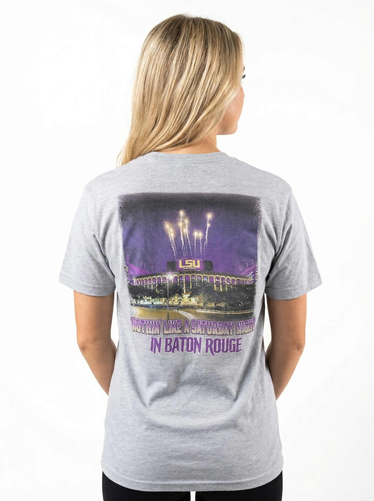 LSU Tigers Women's | "Saturday Night In Baton Rouge" Grey T-Shirt