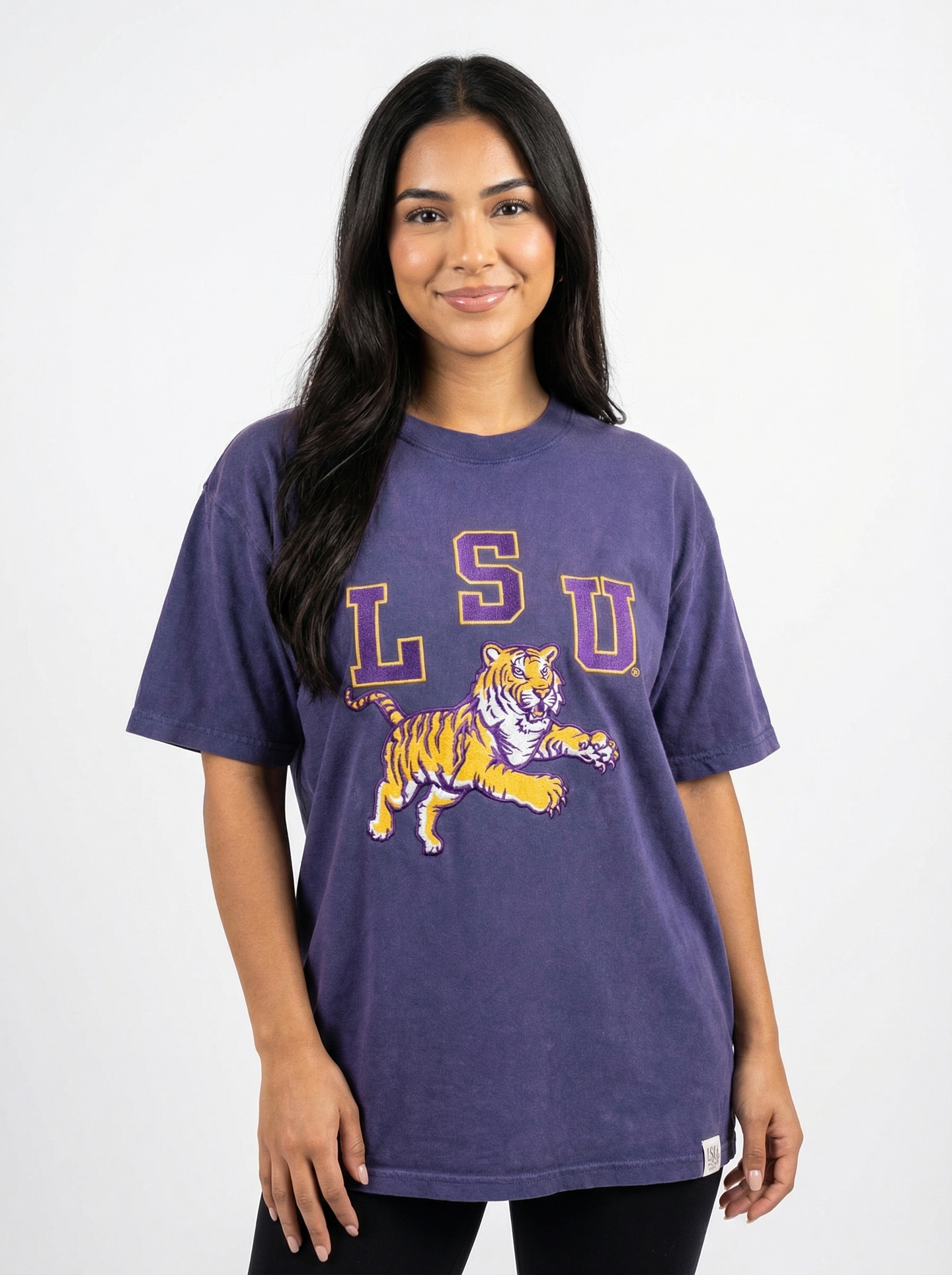 LSU Tigers Women's | "LSU Jumping Tiger" Acid Wash T-Shirt