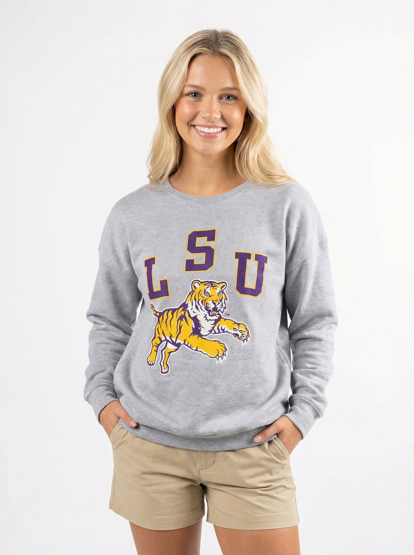 LSU Tigers Women's | "Retro Jumping Tiger" Crewneck