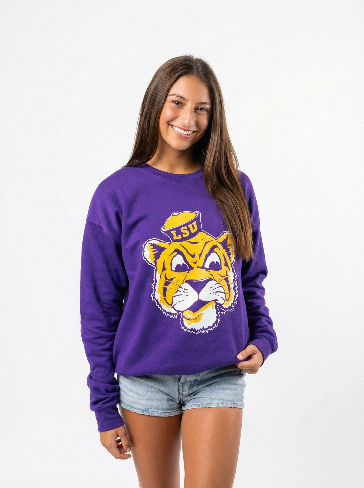 LSU Tigers Women's | "Retro Mike Head" Crewneck