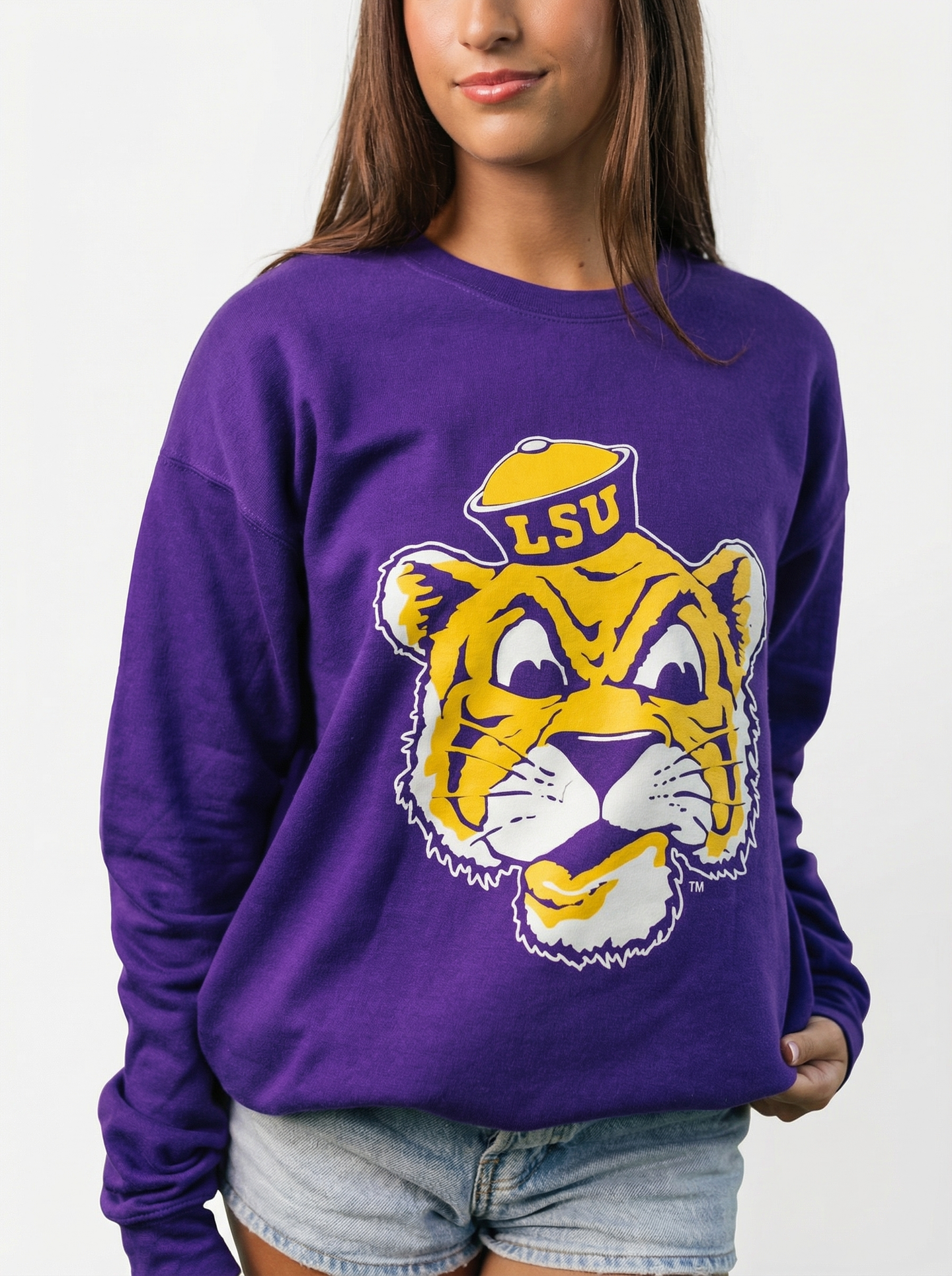 LSU Tigers Women's | "Retro Mike Head" Crewneck