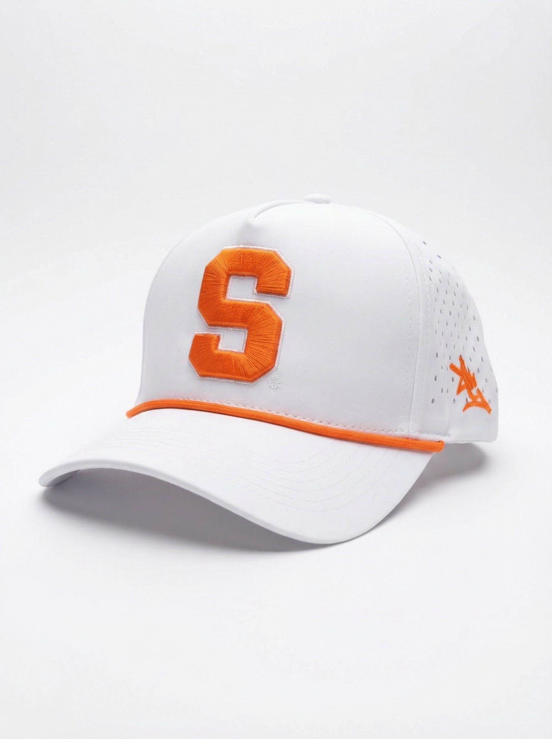 Syracuse Unisex | "Standard S Roped" White Moisture Wicking Hat