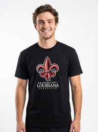 Louisiana Lafayette Unisex | "Fleur-de-lis University of Louisiana" Black T-Shirt