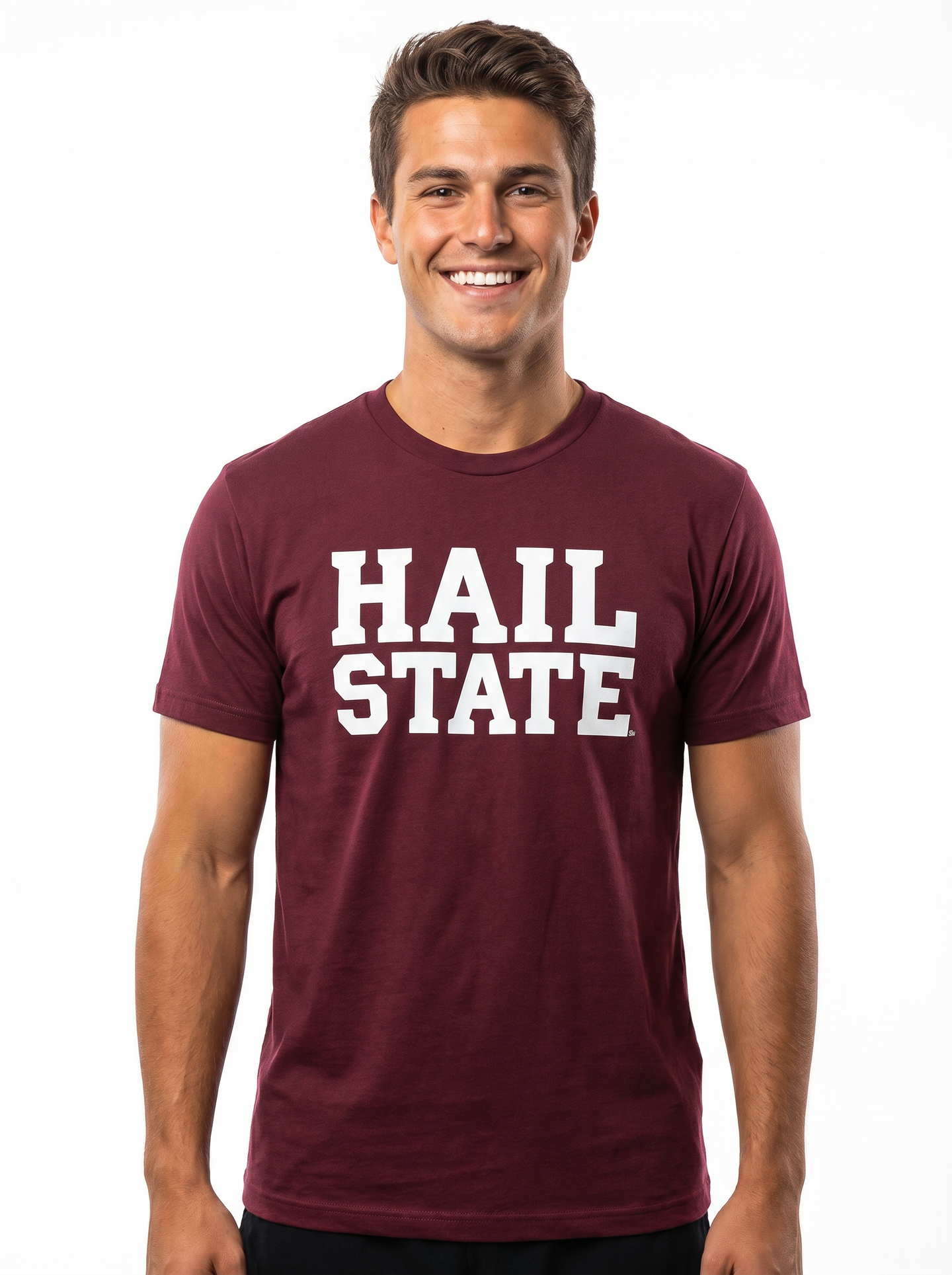MSU Bulldogs Men's | "Hail State Bold Maroon" Tee