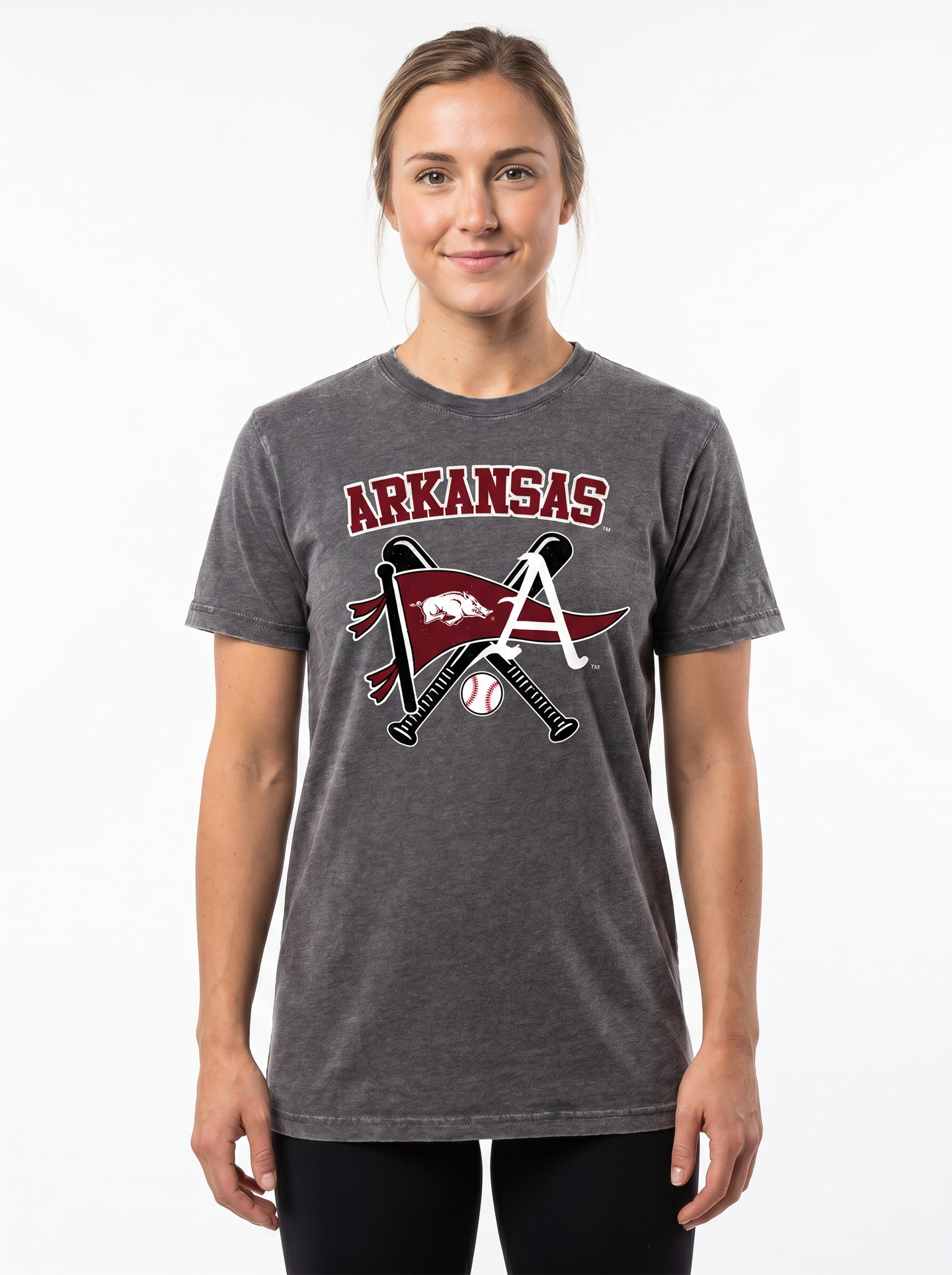 Arkansas | Omaha Dreams Acid-Wash Tee — Women's