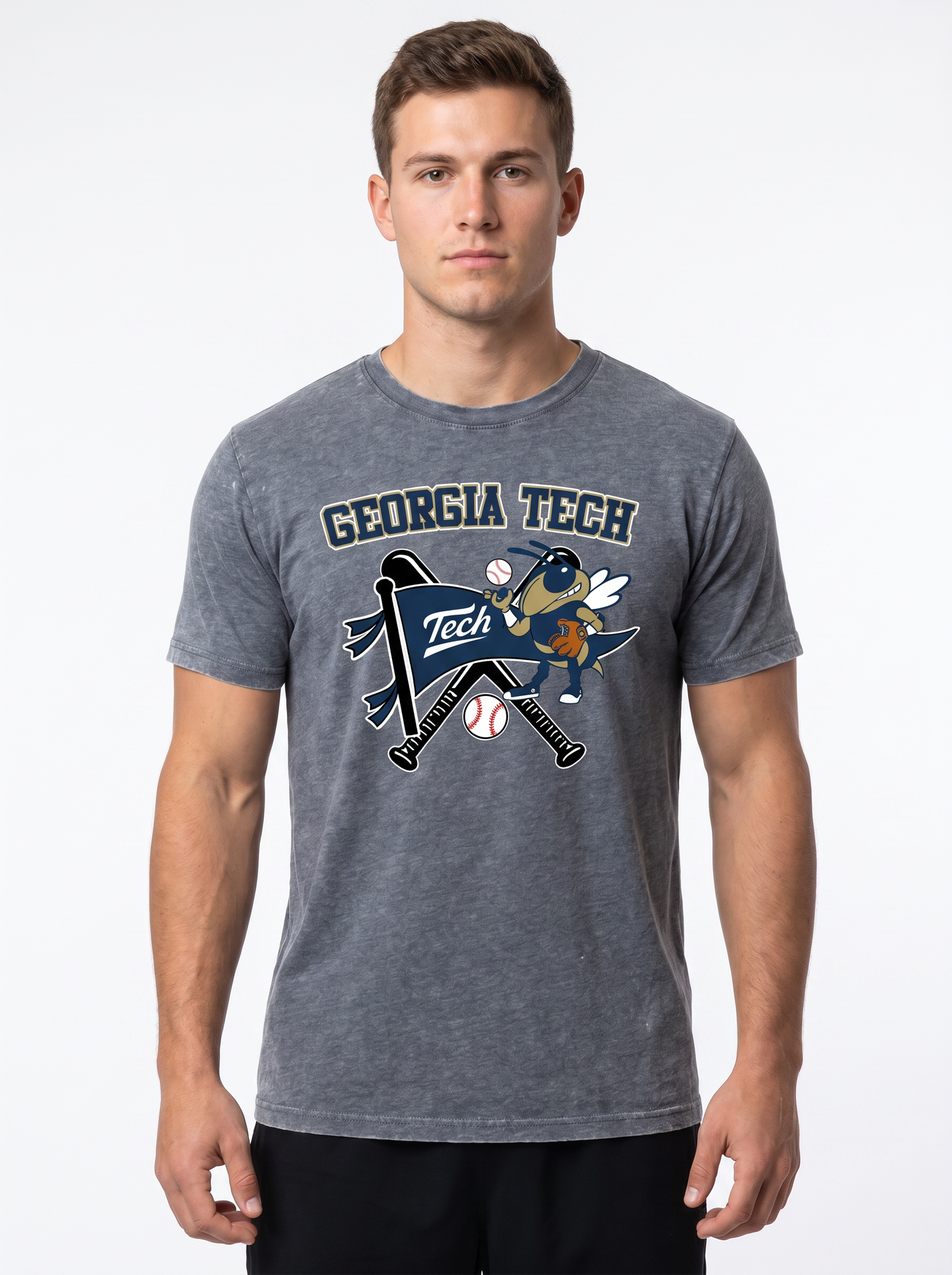 Georgia Tech | Omaha Dreams Acid-Wash Tee — Men's