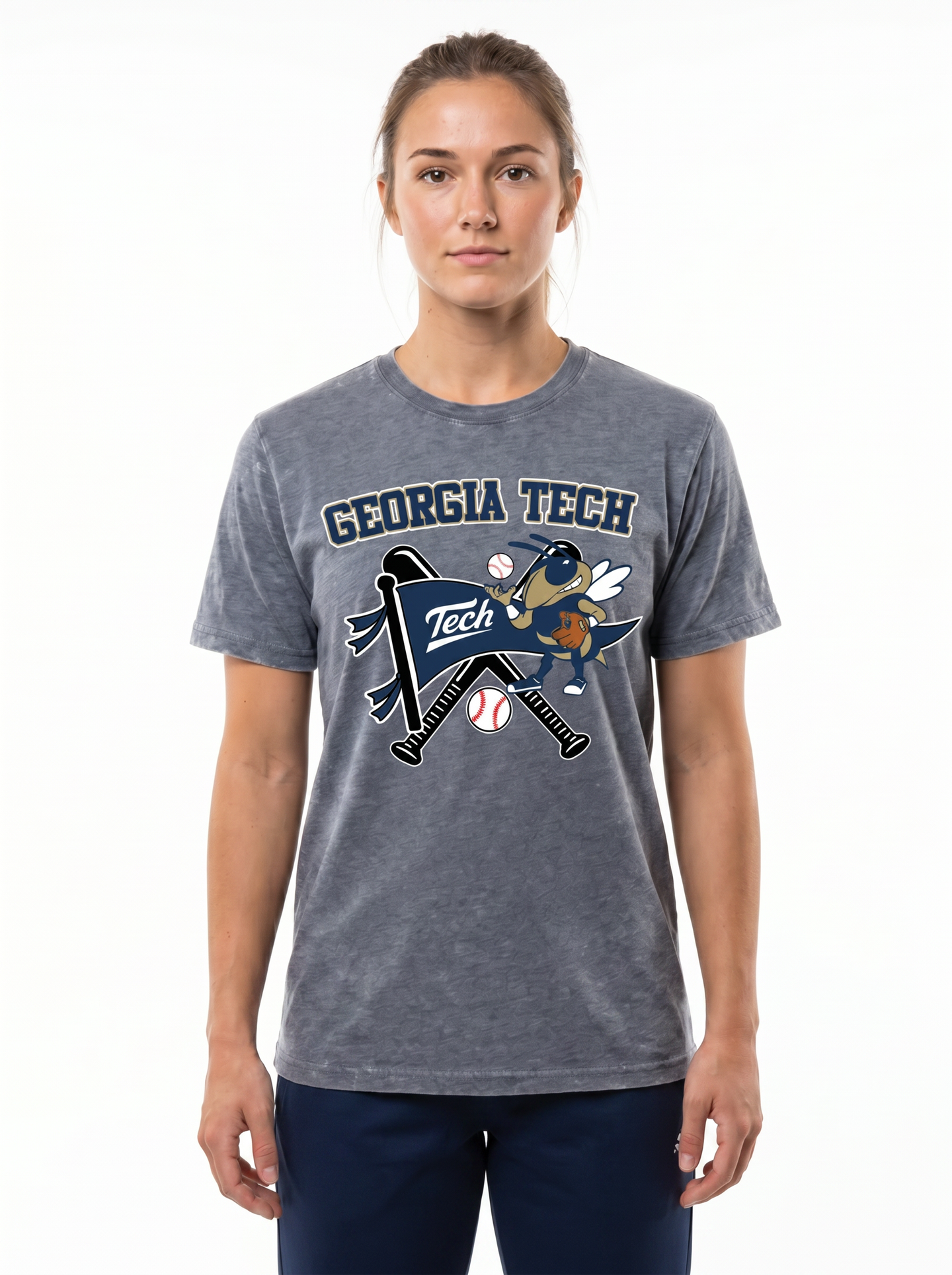 Georgia Tech | Omaha Dreams Acid-Wash Tee — Women's