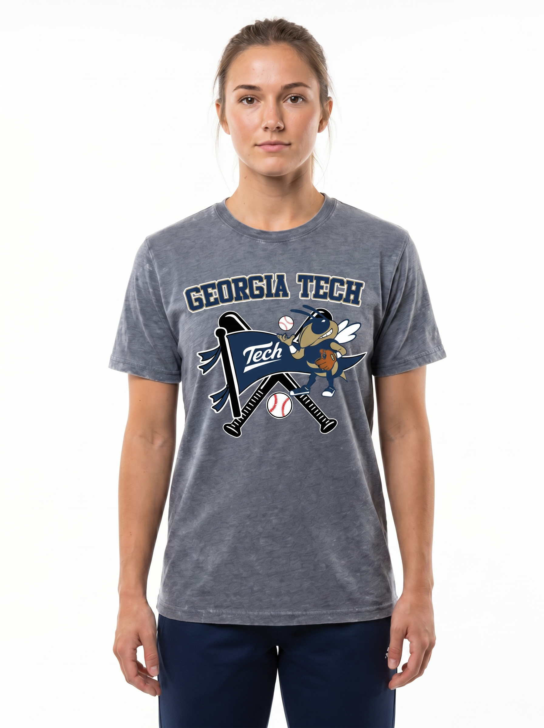 Georgia Tech | Omaha Dreams Acid-Wash Tee — Women's