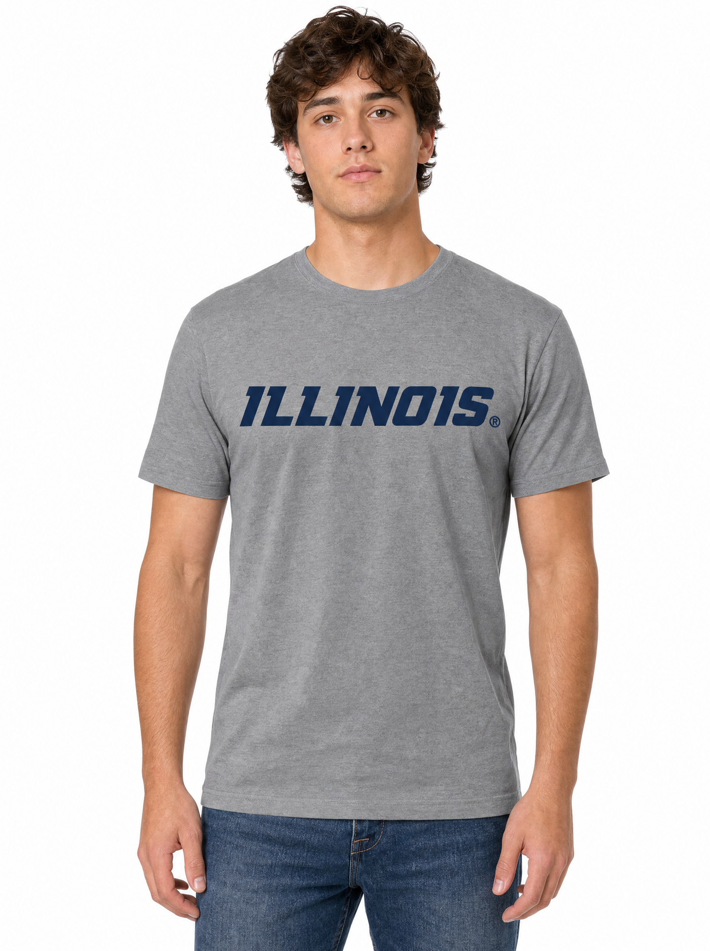 Illinois Fighting Illini Men's | Grey "Block Wordmark" Tee