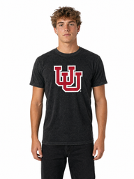 Utah Utes Men's | Black "Interlocking UU" Acid Wash Tee