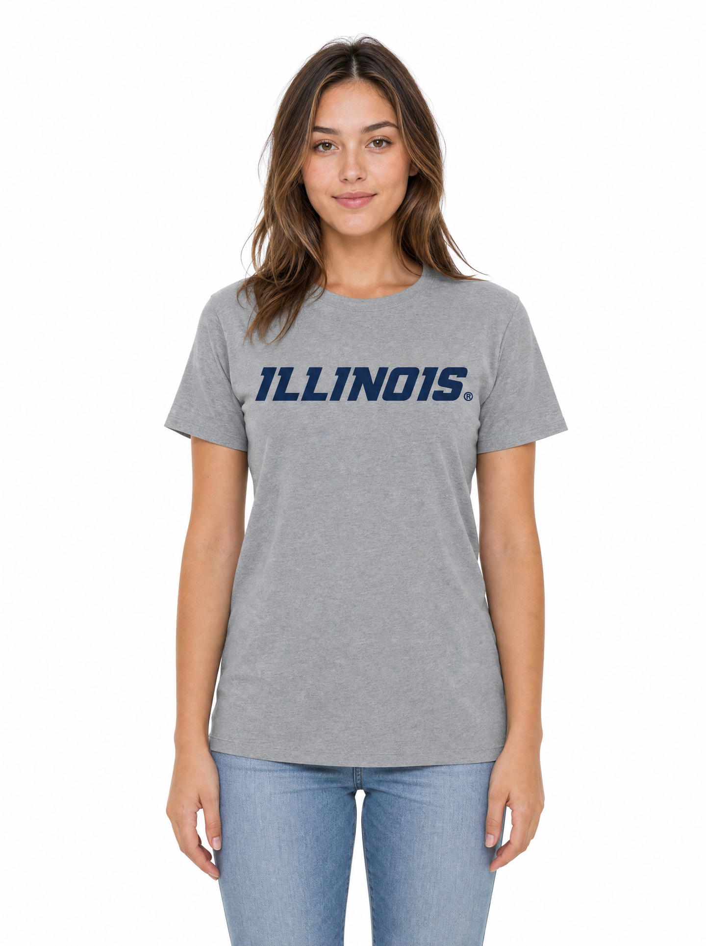 Illinois Fighting Illini Women's | Grey "Block Wordmark" Tee