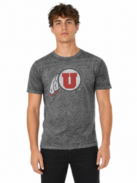 Utah Utes Men's | Grey "Ute U" Acid Wash Tee