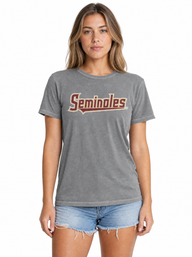 Florida State Seminoles Women's | Grey "Seminoles Script" Acid Wash Tee
