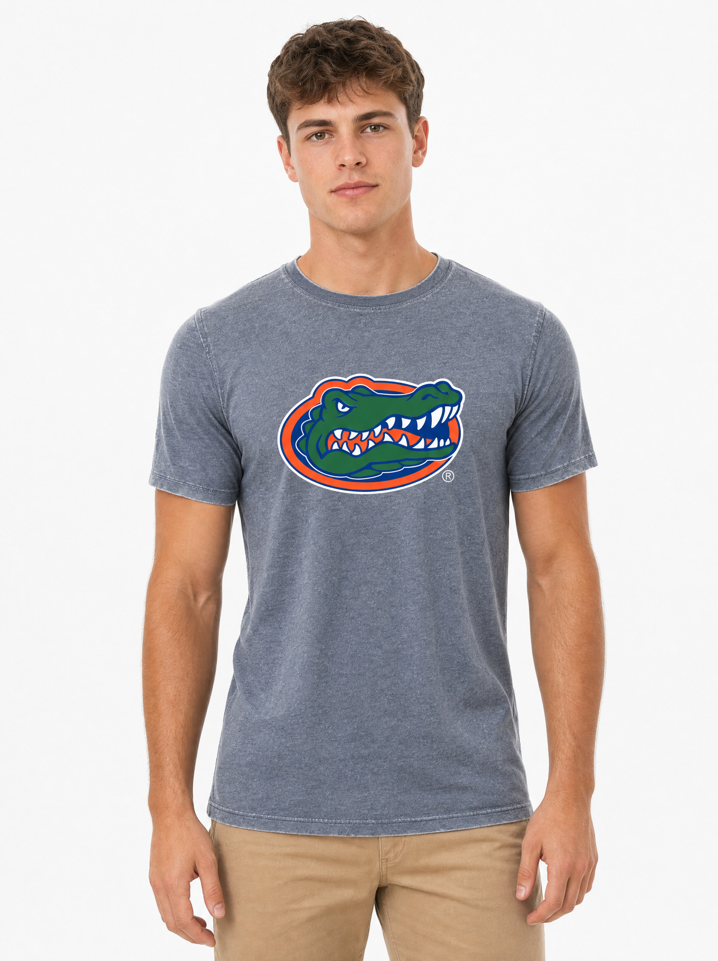 Florida Gators Men's | "Gator Head" Blue Acid Wash Tee