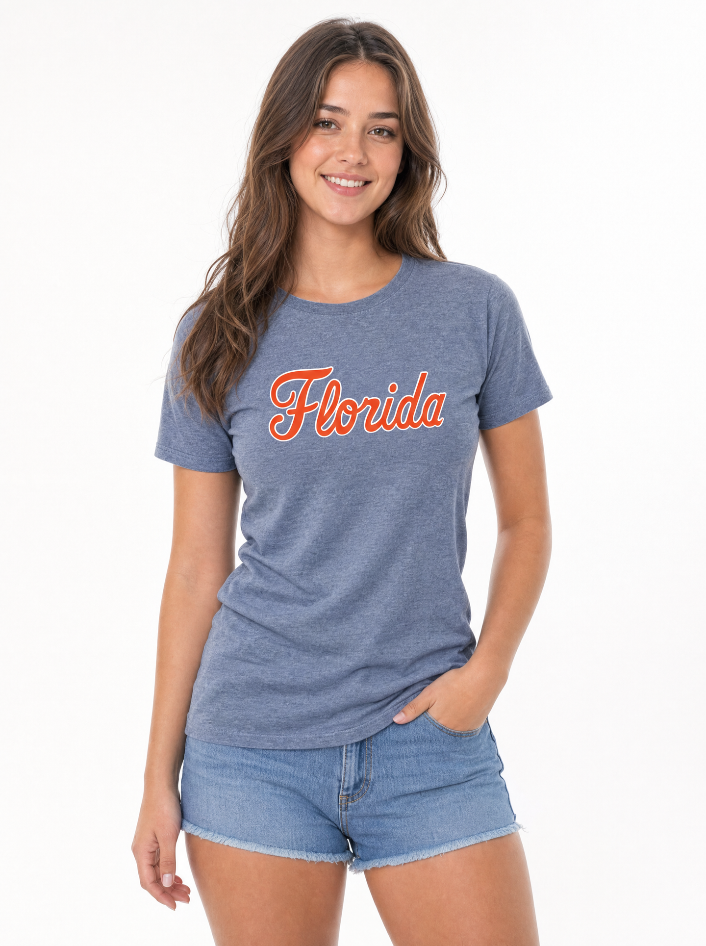 Florida Gators Women's | "Florida Script" Blue Acid Wash Tee