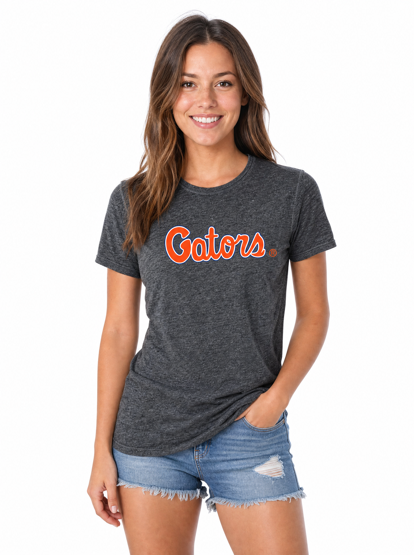 Florida Gators Women's | "Gators Script" Black Acid Wash Tee