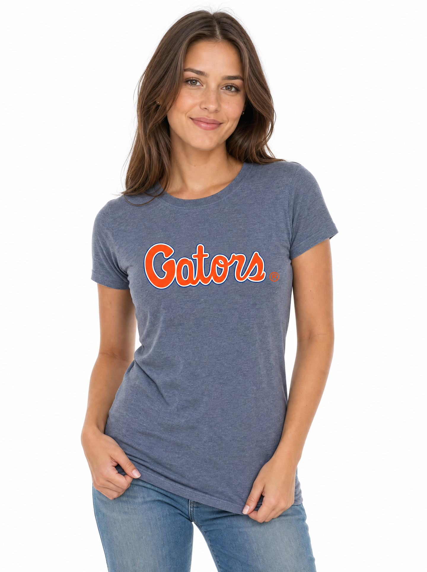 Florida Gators Women's | "Gators Script" Blue Acid Wash Tee
