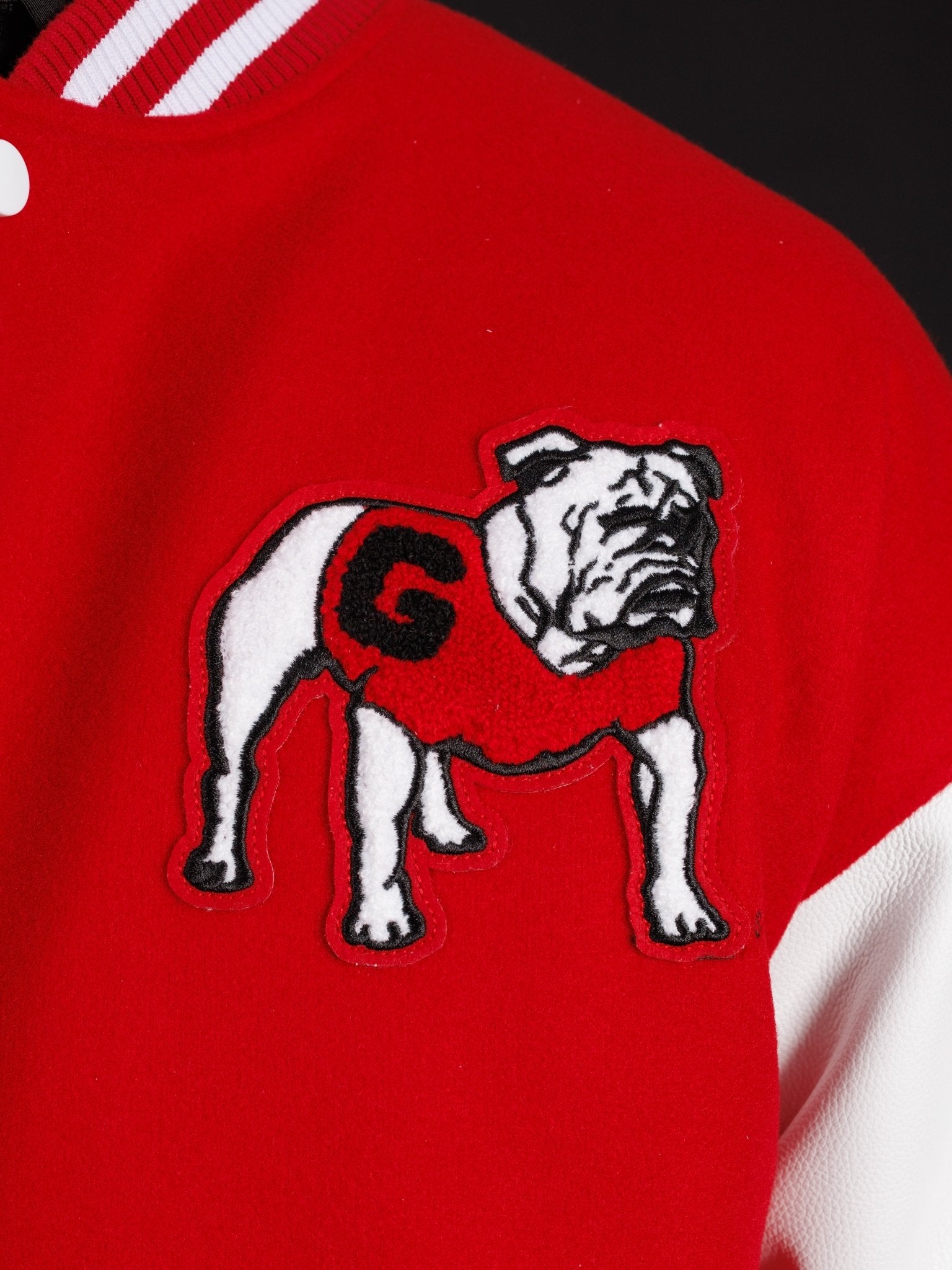 UGA Bulldogs Women’s | “Redline Varsity” Letterman Jacket - Arena GraffitiArena Graffiti